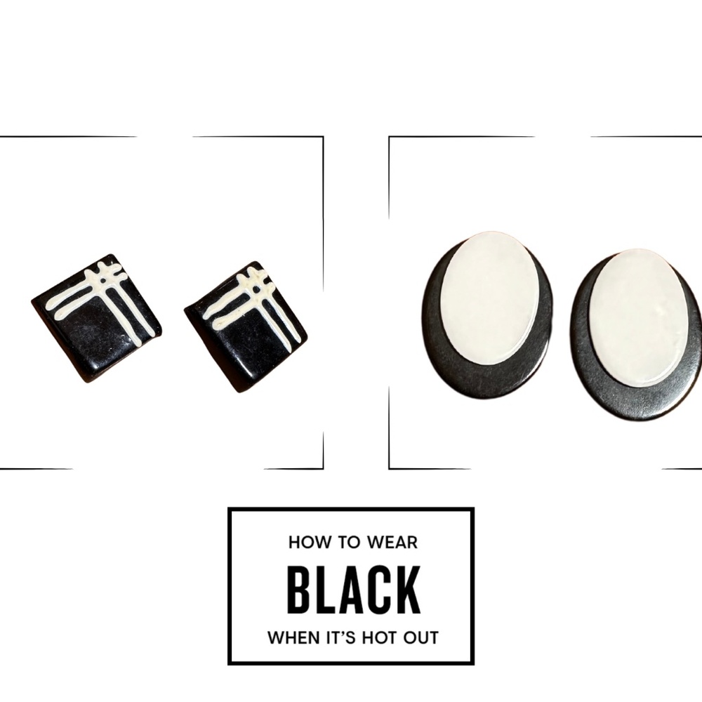 Two pairs of Vintage Black & White Pierced Earrings